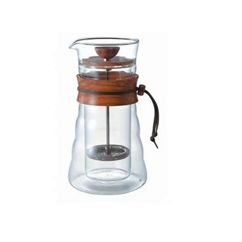 hario double glass olive wood coffee press jurang