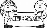 Welcome Back Coloring Sign Pages School Kids Holding Class Colouring Board Frog Wecoloringpage English Printable Crafts Work Signs Worksheets Preschool sketch template