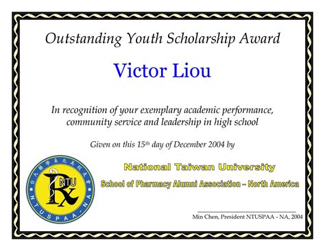 scholarship award certificate  examples format  examples