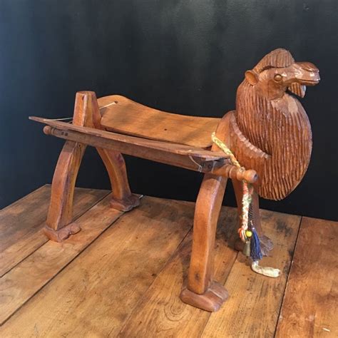 vintage bohemian carved camel saddle foot stool chairish