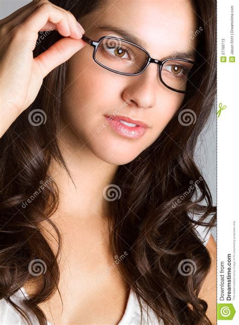beautiful woman wearing glasses stock image image of happy businessperson 57760713
