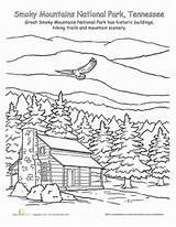 Coloring Mountains Pages Park National Smoky Sequoia Color Kids Sheets Mountain Worksheet Printable Colouring Adult Book Print Adults Drawing Education sketch template