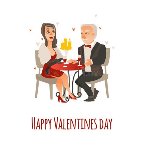 happy old couple celebrate valentine stock vector illustration of