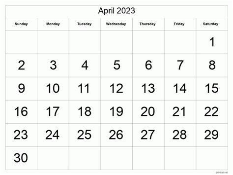printable april  calendar  printable calendars