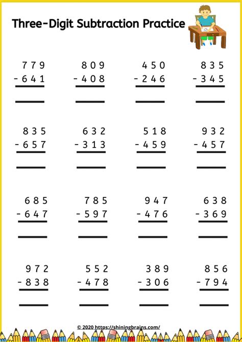 digit vertical addition  subtraction  regrouping worksheets