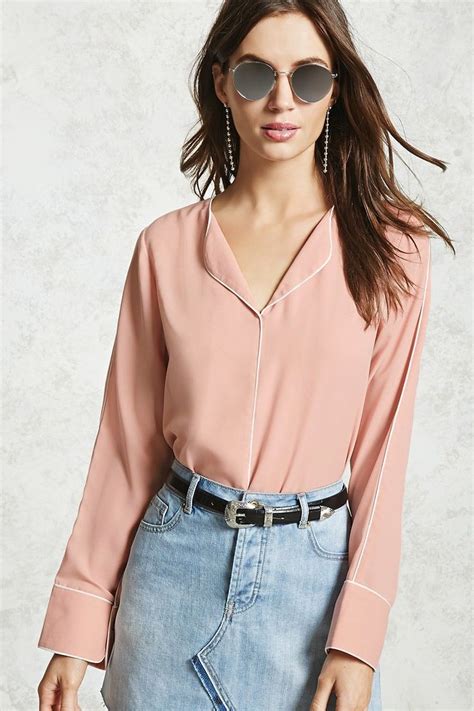 collarless contrast trim shirt women tops shirts blouses