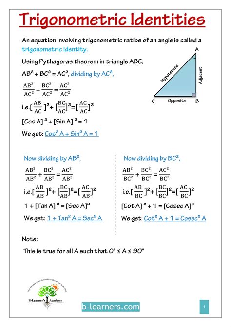 Trigonometric Identities Math Triangle Abc Online Tutoring