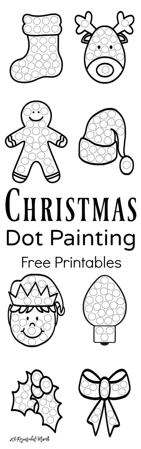 christmas dot painting  printables  templates printable