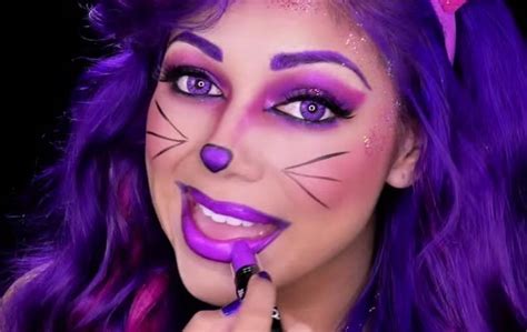 how to perfect the cheshire cat s purple makeup look for