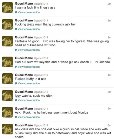 gucci mane is currently on a twitter rant claiming he got freaky with