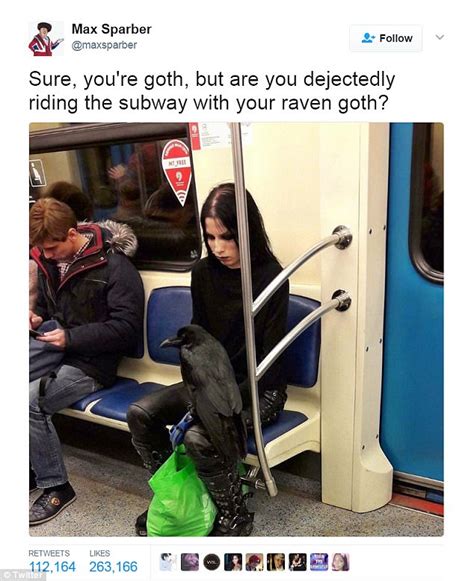 twitter loves image of goth with a raven on her knee daily mail online