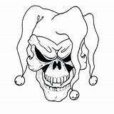 Clown Tattoo Coloring Scary Skull Joker Pages Printable Evil Tattoos Stencils Drawing Stencil Outlines Designs Drawings Clip Pennywise Clowns Creepy sketch template