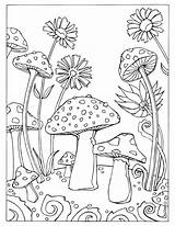 Coloring Mushroom Pages Gel Pen Pencil Mushrooms Adult Printable Colouring Book Colored Toadstool Magic Pens Books Adults Sheets Drawing Fortuna sketch template