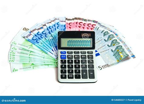 euro banknotes  calculator stock image image  bank wealth