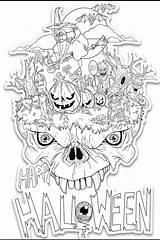 Coloring Halloween Scary Pages Monster Creepy Etsy Color Sheet Animal Adult sketch template