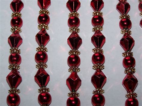 10 Beaded Christmas Tree Icicle Ornaments Red And Gold Victorian Lot Free