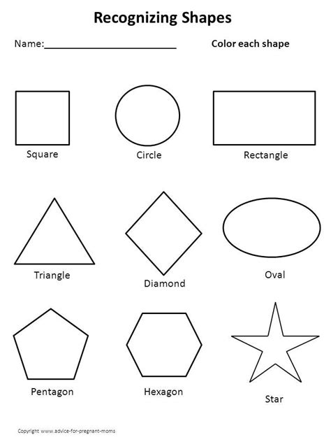 shape worksheets  preschool shapes worksheet kindergarten toddler