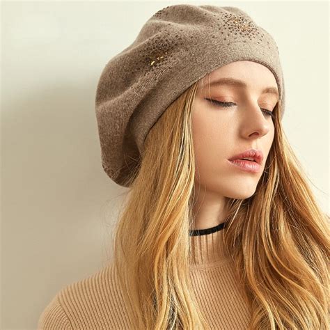 buy wool beret female winter hats  women flat cap knit cashmere hats lady girl berets hat