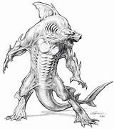 Shark Human Creature Mutant Benchley Gammill Kerry Carcharodon Sapiens Homo Carcharias sketch template