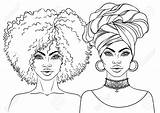 Meisje Mooi Getdrawings Graziosa Vettore Afroamericana Colore Haar Rozenbloemen Vrouwelijke Kroon Afrikaans Amerikaans Vectorillustratie Zwarte sketch template