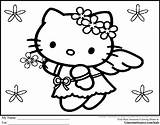 Kitty Hello Coloring Pages Large Print Color Kids Girls Christmas Angel sketch template
