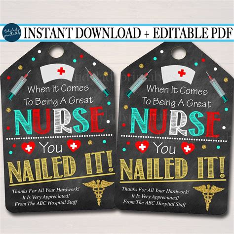 printable nurse   tags nurse appreciation week gift etsy