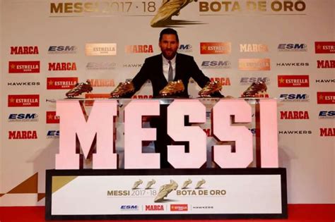 lionel messi receives 5th golden shoe award for europe s top scorer
