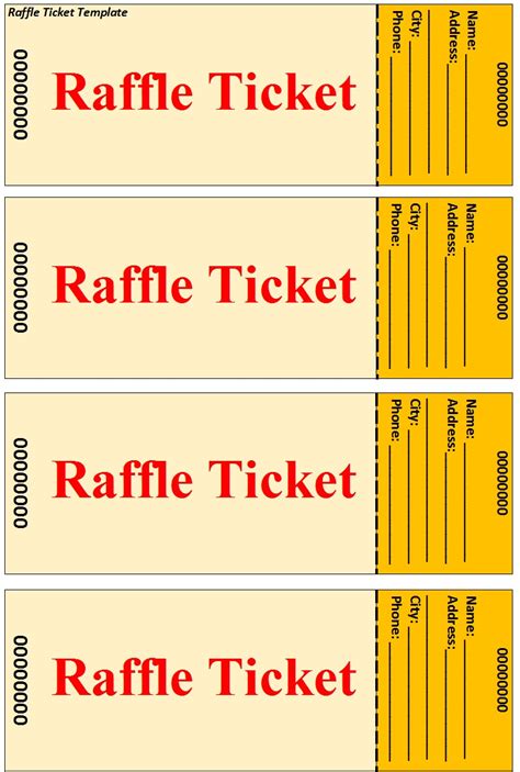 raffle  ticket templates templatehub