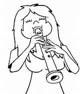 Tocando Flauta Mujer Flute Pinto sketch template