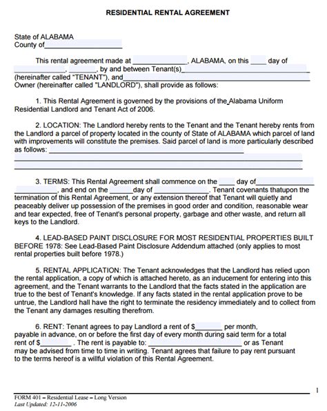 alabama residential lease agreement form