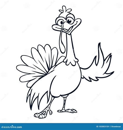 thanksgiving funny cartoon outline vector cartoon turkey stock vector