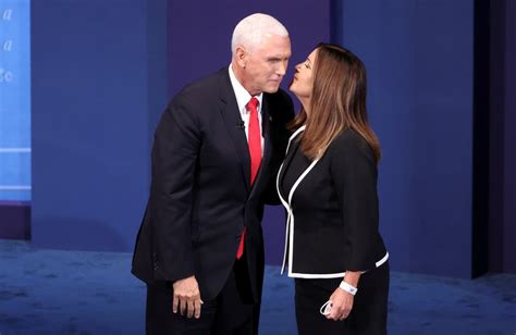 Karen Pence Removes Mask Before Joining Husband Mike On Stage At Vp
