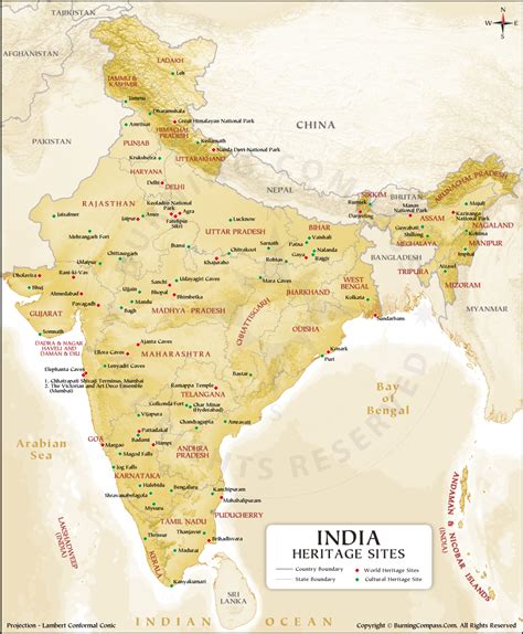 world heritage sites  india map