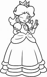 Coloring Mario Peach Princess Pages Print sketch template