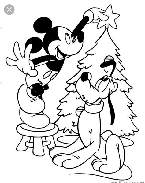 mickey mouse  pluto christmas tree coloring page