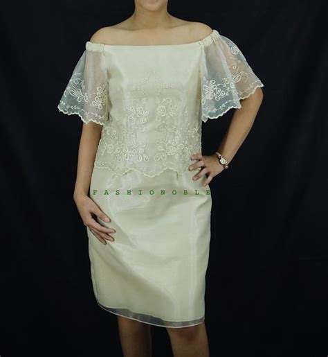 filipiniana dress embroidered off shoulder gown philippine modern
