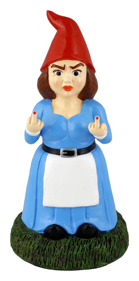 buy gnometastic middle finger gnome lady double bird statue 8 45in