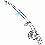 Fishing Pole Draw Drawing Step Easy Easydrawingguides sketch template