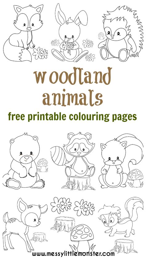 woodland animal colouring pages messy  monster