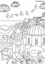 Santorini Colouring Sights Favoreads sketch template