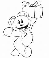 Birthday Bear Teddy Coloring Drawing Present Pages Box Gift Little Happy Drawings Cartoon Colouring Cute Kids Presents Beautiful Clipart Cliparts sketch template