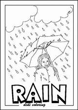 Coloring Weather Pages Umbrella Kids Printable Rainy Girl Dania Standing Top sketch template