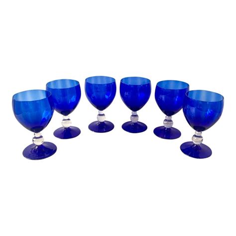 Vintage Collection Of Cobalt Blue Wine Glasses Chairish