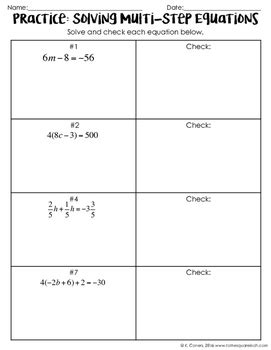 solving multi step equations notes    square  kate bing coners