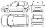 Fiat Panda Blueprints 2003 Ii Hatchback Car sketch template