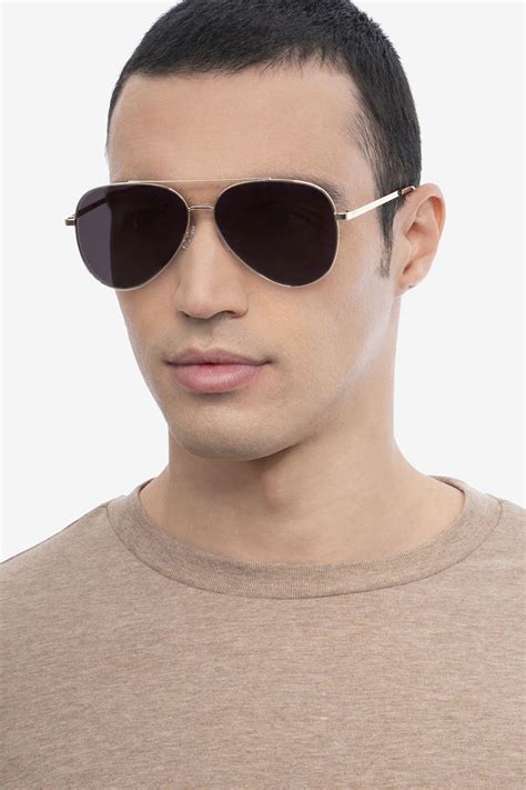 flier aviator golden frame sunglasses for men eyebuydirect