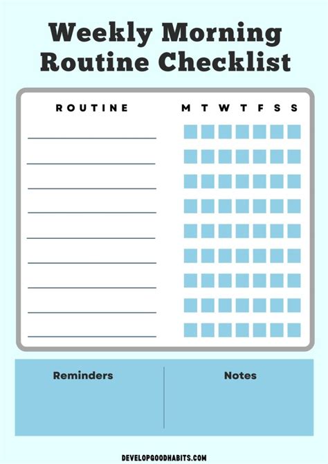 printable morning routine checklists  adults college students