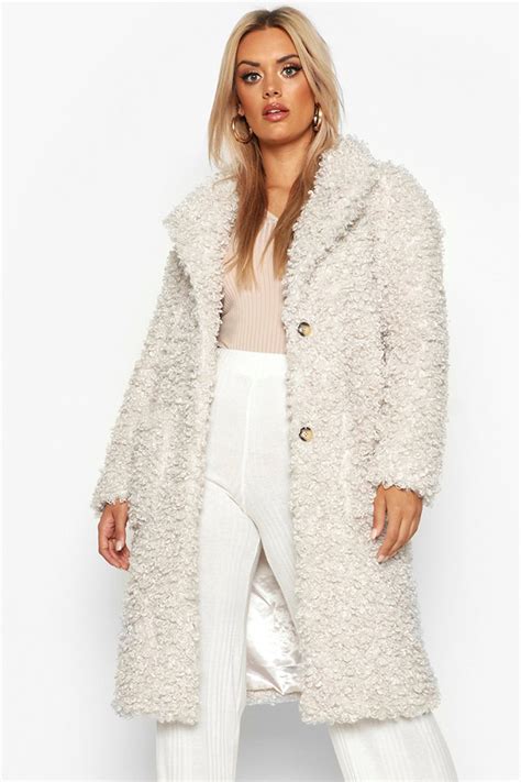 teddy faux fur longline coat boohoo duster coat fur coat longline coat  size coats