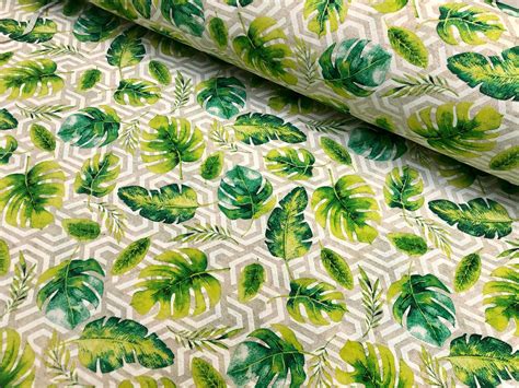 geometric palm leaf fabric banana leaves print cotton curtain rhombus