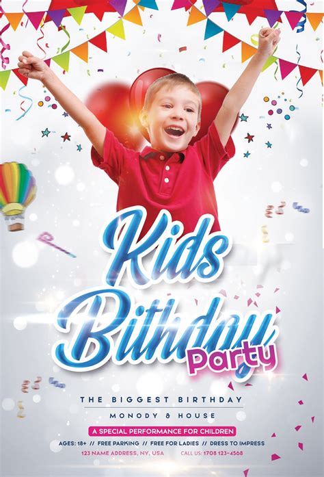 birthday kids event  psd flyer template stockpsd